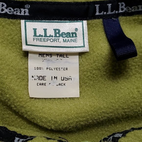 L.L. Bean Men's 1/2 Zip XLT Lime Green Fleece Pullover Sweater Made In‎ USA - Picture 4 of 6